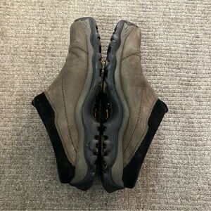 Timberland brown leather slip on trek travel shoes.